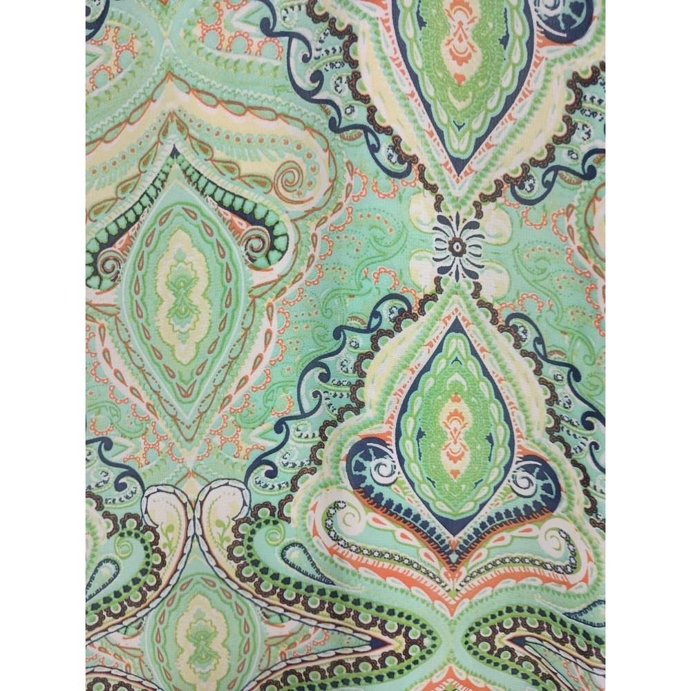 Maria Gabrielle BOHO Cottage Tunic Top Womens Size 1X Green Paisley Chiffon - Picture 4 of 10